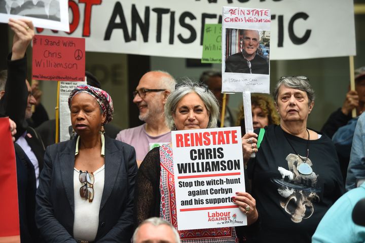 Protesters outside the Labour Party head office in London on Tuesday as the NEC meets to review MP Chris Williamson's suspension.