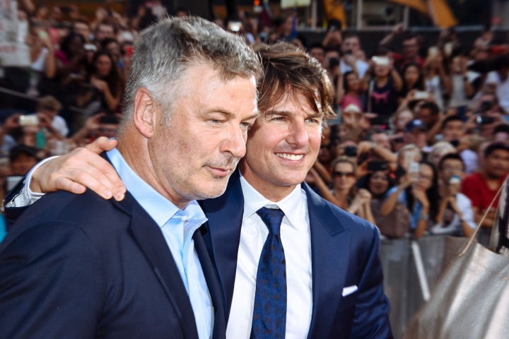 Alec Baldwin and Tom Cruise at the premiere of "Mission Impossible: Rogue Nation" in New York on July 27, 2015.