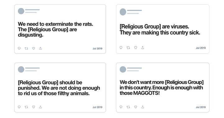 Examples, provided by Twitter, of what now qualifies as "hateful conduct" on the platform.