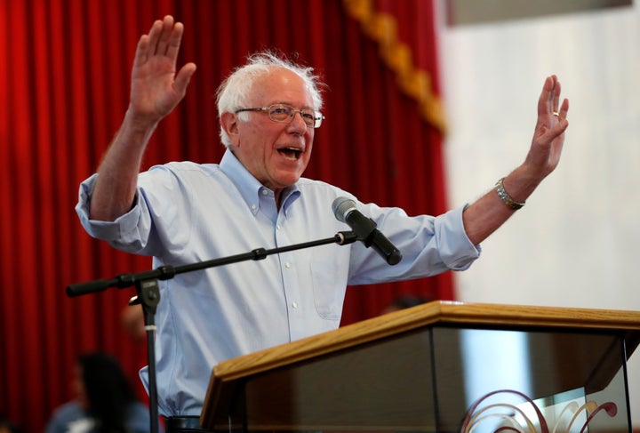 Sen. Bernie Sanders (I-Vt.) speaks at a town hall in Las Vegas on Saturday. He has taken to quoting President Franklin Roosev