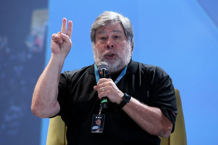 Apple co-founder Steve Wozniak is seen here addressing a crowd in Guadalajara, Mexico, on July 9, 2017.
