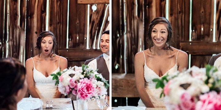 The butterfly landed on Lydia's neck and remained there for all the speeches.