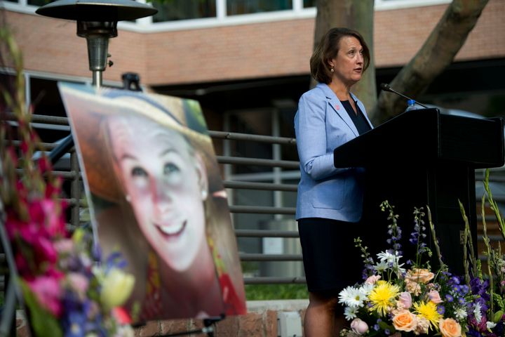 University of Utah President Ruth V. Watkins speaks during a vigil for Mackenzie Lueck in Salt Lake City on July 1.