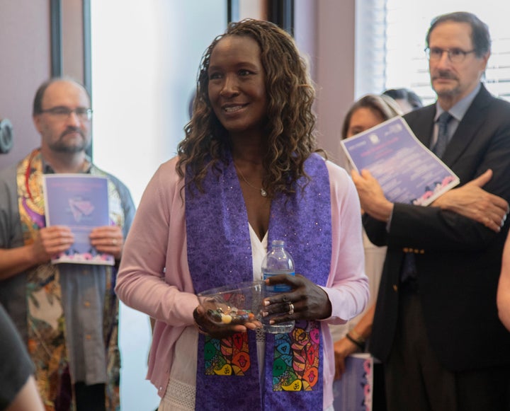 The blessing ceremony, attended primarily by clergy and clinic staff, was organized by the advocacy groups Religious Coalition for Reproductive Choice and Texas Freedom Network, and by Whole Woman’s Health, a nationwide network of abortion care centers.