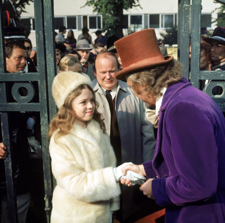 Denise Nickerson starred alongside Gene Wilder (right) and Julie Dawn Cole (left) who played Veruca Salt in 1971's Willy Wonka and The Chocolate Factory.