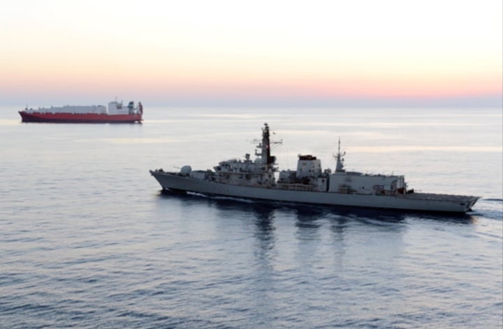 The HMS Montrose in an image from file video provided by UK Ministry of Defence.