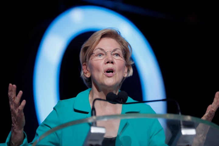 Democratic presidential candidate Sen. Elizabeth Warren (D-Mass.) speaks at the 25th Essence Festival in New Orleans, July 6, 2019.