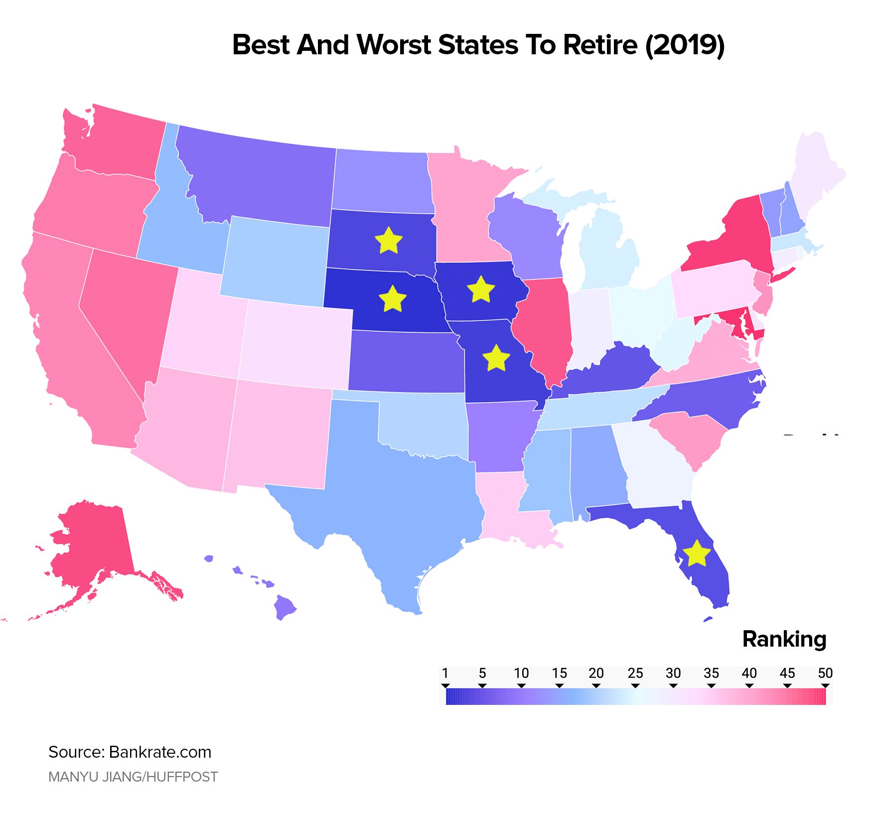 This Map Shows The Best And Worst States For Retirement In 2019 ...