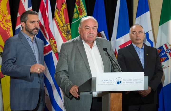 Premiers from the Yukon, Northwest Territories and Nunavut pictured at the annual premiers meeting in Saskatoon last month. 