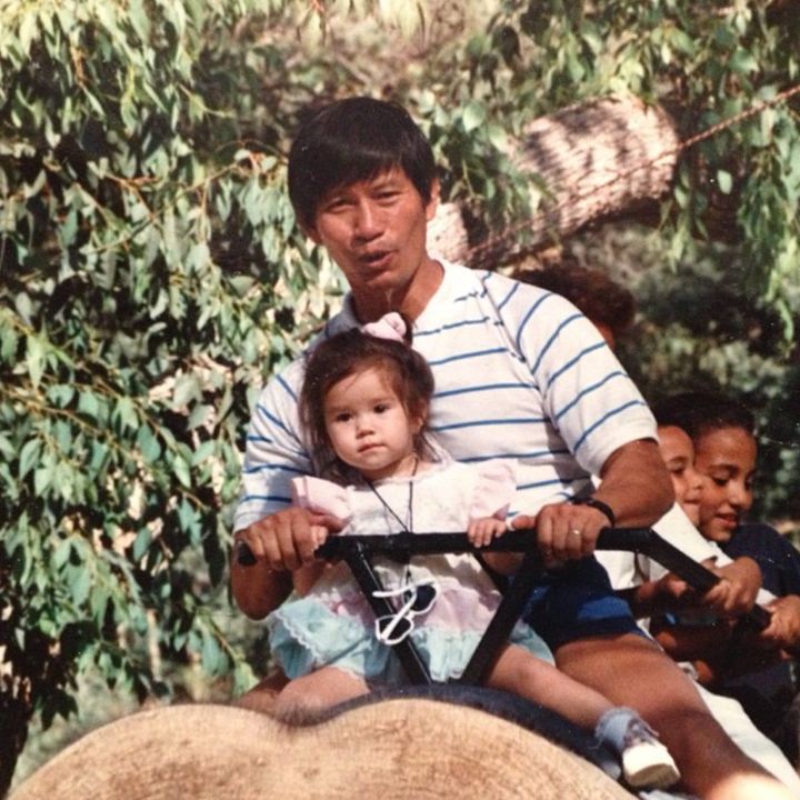 My dad and me on an elephant ride.