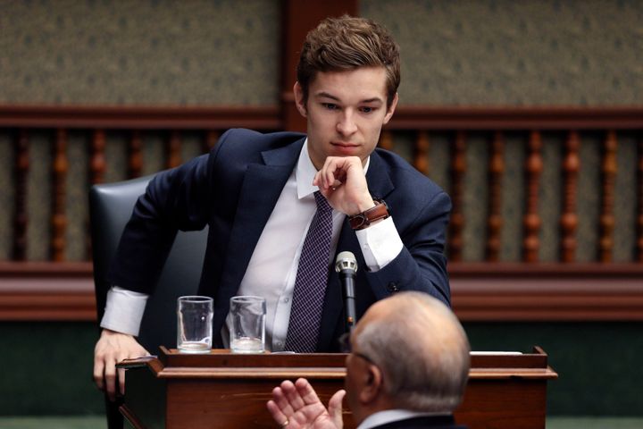 Progressive Conservative MPP for Niagara West-Glanbrook, Sam Oosterhoff, takes questions at Queen's Park. During an anti-abortion rally in Toronto, he said he wanted to make abortion "unthinkable."