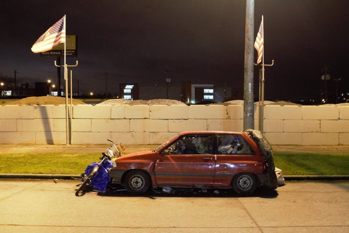 The home of ‘Mike with the Bikes’ in North Seattle. After the vehicle was impounded, Mike moved under a tarp on a nearby sidewalk for two years. February 2, 2015.