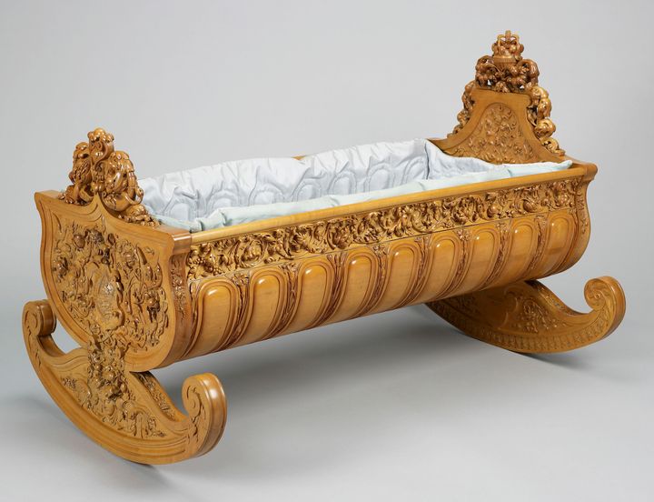 A cradle made of boxwood commissioned by Queen Victoria for her fourth daughter, Princess Louise