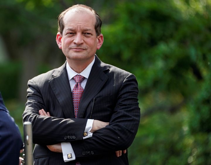 President Donald Trump announced Friday that Alexander Acosta is stepping down as labor secretary.