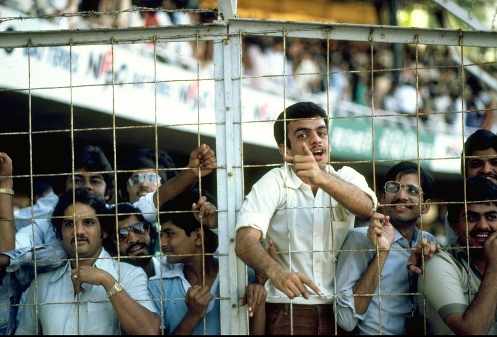 The crowd after a match between India and England at Wankhede Stadium in Bombay, India in 1983.