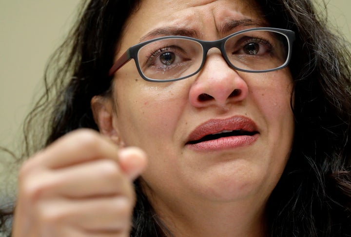 Rep. Rashida Tlaib, D-Mich., Rep. Veronica Escobar, D-Texas, becomes emotional while testifying about on family separation and detention centers conditions before the House Oversight Committee hearing on Friday.