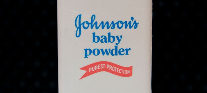 A container of Johnson's baby powder is displayed in San Francisco, April 15, 2011.