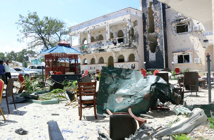 Scenes of devastation at the Asasey Hotel in Somalia