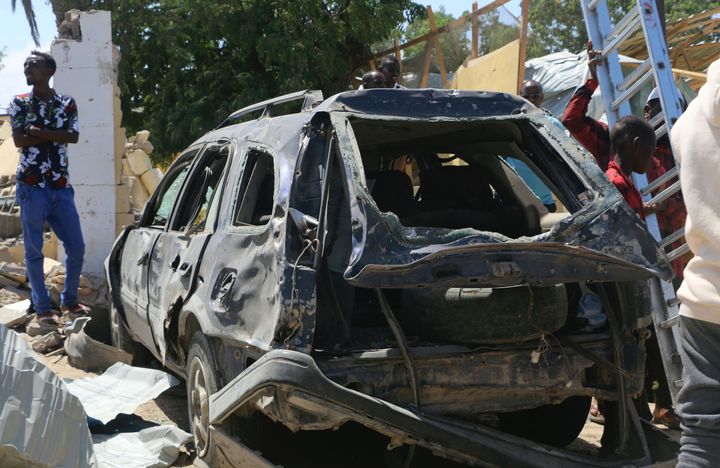 Scenes of devastation at the Asasey Hotel in Somalia