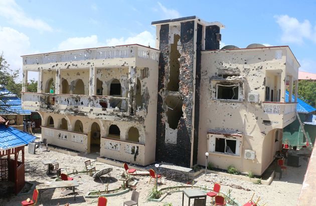 Scenes of devastation at the Asasey Hotel in Somalia