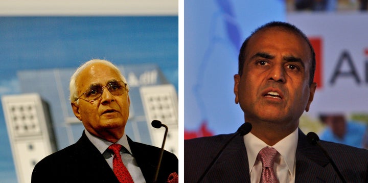 DLF Ltd Chairman K P Singh (L) and Bharti Enterprises Ltd Chief Sunil Bharti Mittal (R). The two Indian conglomerates were the highest contributors to the Satya/Prudent Electoral Trust which donated its maximum amounts to the BJP since 2014.