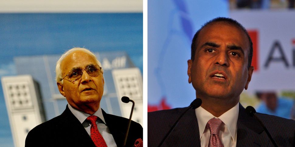 DLF Ltd Chairman K P Singh (L) and Bharti Enterprises Ltd Chief Sunil Bharti Mittal (R). The two Indian conglomerates were the highest contributors to the Satya/Prudent Electoral Trust which donated its maximum amounts to the BJP since 2014.