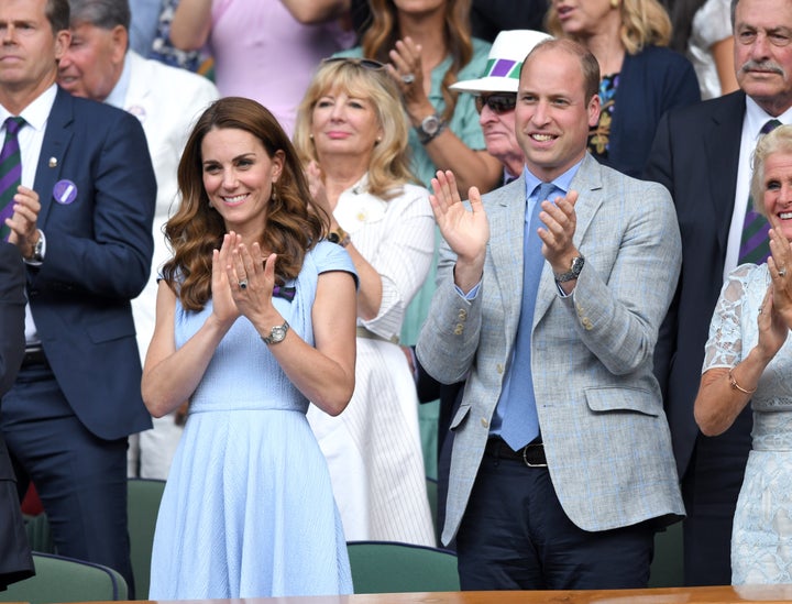 The Duke and Duchess of Cambridge during the match. 