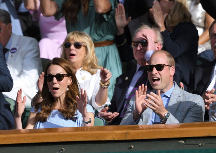 The two watching from the royal box on centre court during the men's final of the Wimbledon Tennis Championships on July 14.