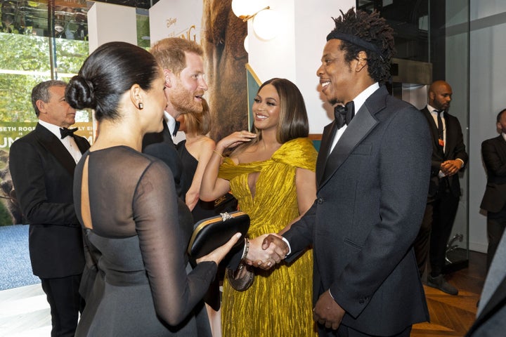 Prince Harry joins the conversation at the European premiere of "The Lion King" in London on Sunday.