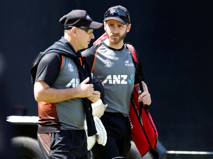 New Zealand's Kane Williamson and head coach Gary Stead.