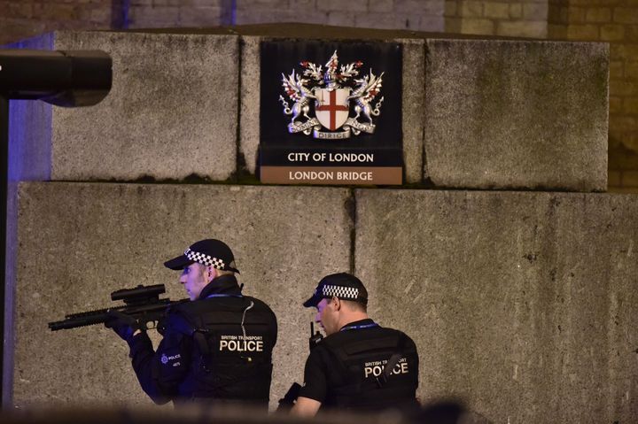 File photo dated 03/06/17 of armed police officers at London Bridge during the terrorist attack