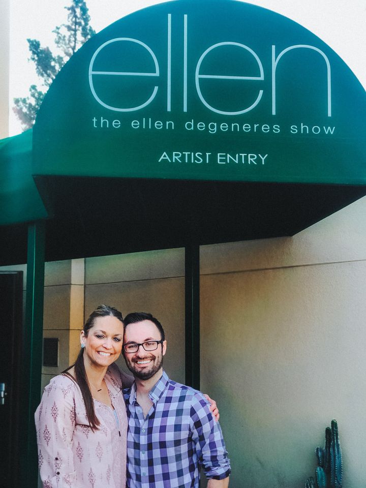 Bryden Giving and Michelle Messer outside "The Ellen DeGeneres Show."