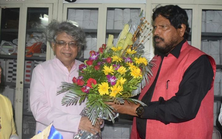 Dalit Panthers co-founder Raja Dhale with his protege and union minister Ramdas Athawale 