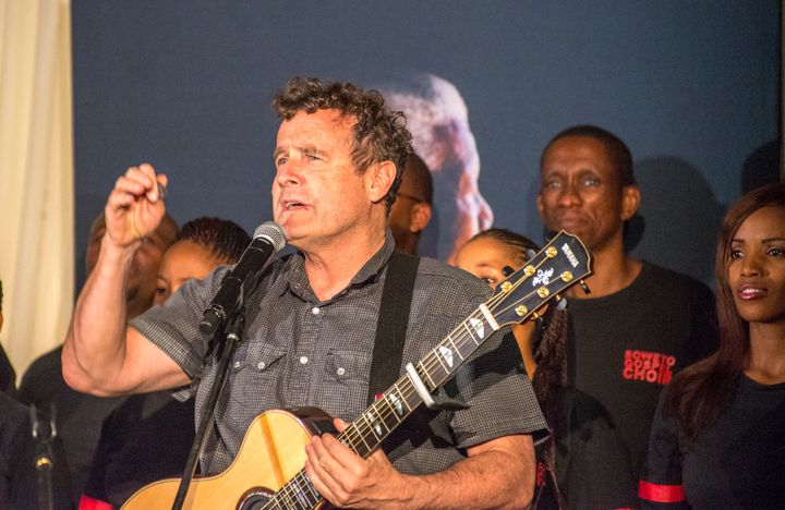 Johnny performing with the Soweto Gospel Choir at a Memorial service for Nelson Mandela in Johannesburg