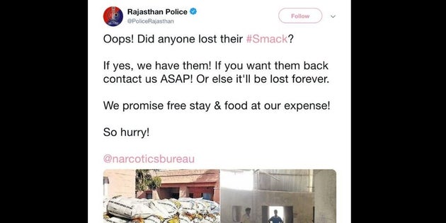 'Oops! Did Anyone Lost their #Smack?': Rajasthan Police Tweet Prompts
