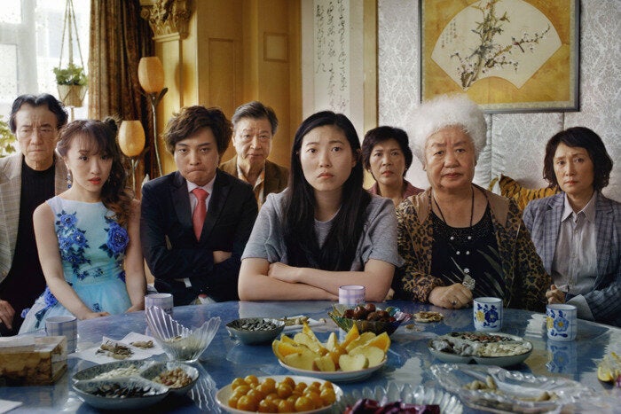 Awkwafina and her fictional family — minus Nai Nai — in "The Farewell."