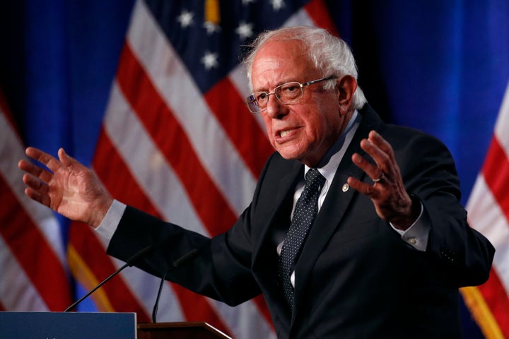 Sen. Bernie Sanders (I-Vt.), a Democratic presidential candidate, speaks about Medicare for All on Wednesday in Washington.&n