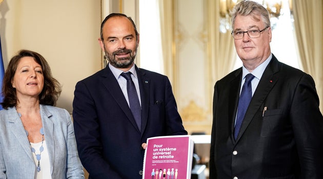 Agnès Buzyn, Édouard Philippe et Jean-Paul Delevoye à Matignon le 18 juin
