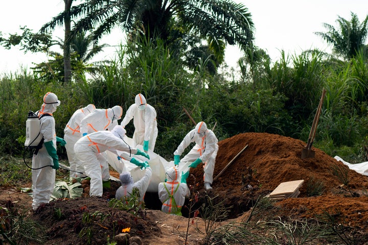 An Ebola victim is put to rest at the Muslim cemetery in Beni, Congo DRC, on July 14. More than 1,600 people in eastern Congo have died as the virus has spread in areas too dangerous for health teams to access.