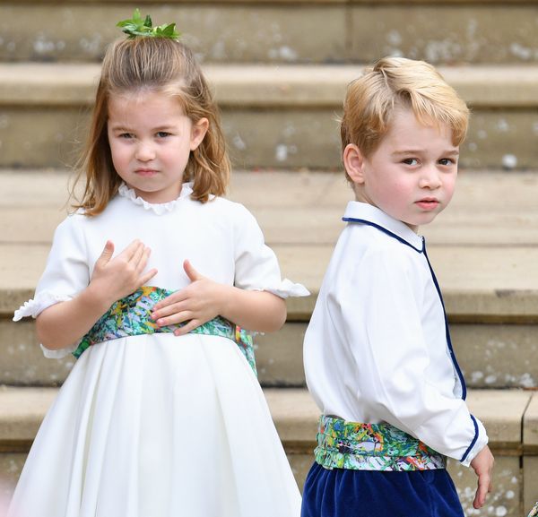 Prince George with Princess Charlotte at the wedding of Princess Eugenie of York and Jack Brooksbank in Windsor on Oct. 12, 2