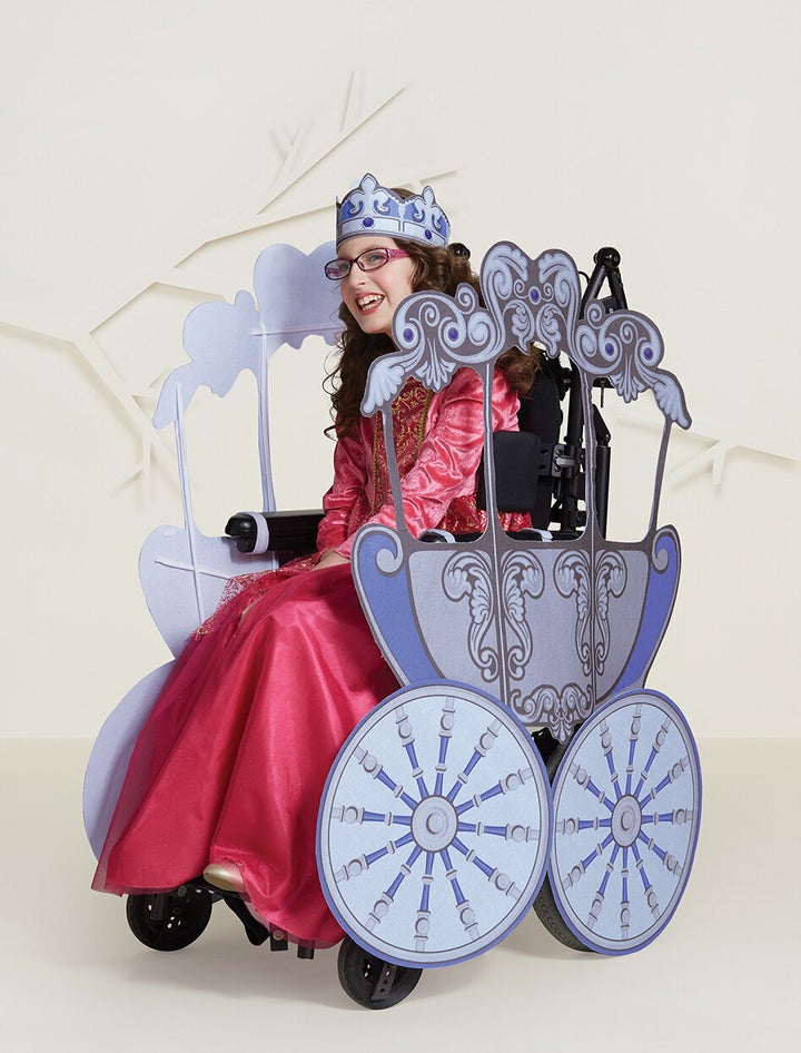 The princess costume and carriage wheelchair cover are sold separately. 