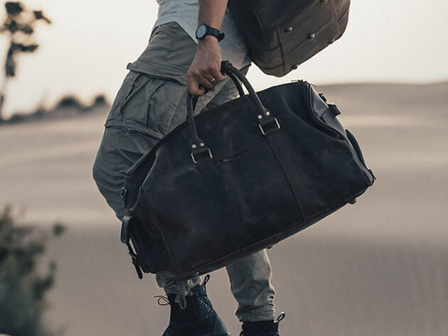 mens leather duffle bag sale