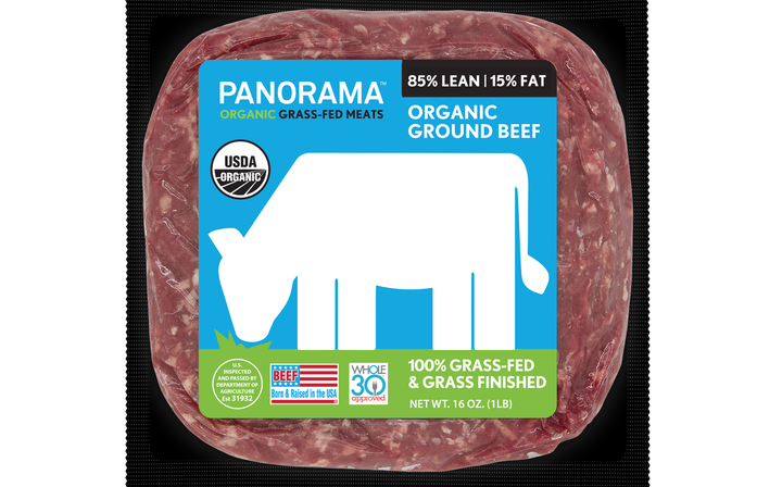 The front label of Panorama Meats beef says the product is grass fed. But the label you really need to look at is on the back (see below).