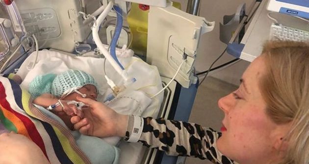 Sarah Gaffney-Lang with baby Dylan when he was in hospital