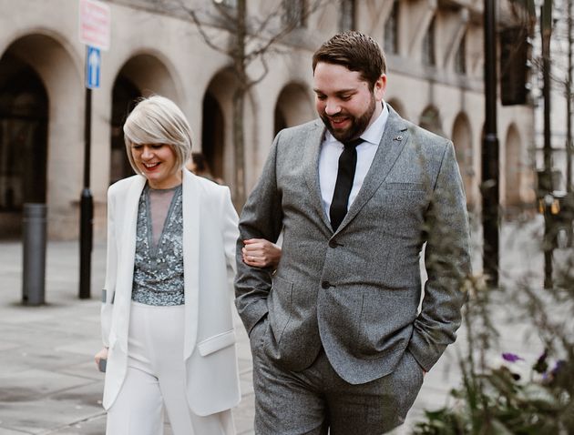 Sarah Gaffney-Lang and husband Matt on their wedding day