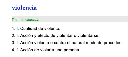 Entrada de "violencia" en el Diccionario de la Lengua Española (DLE).