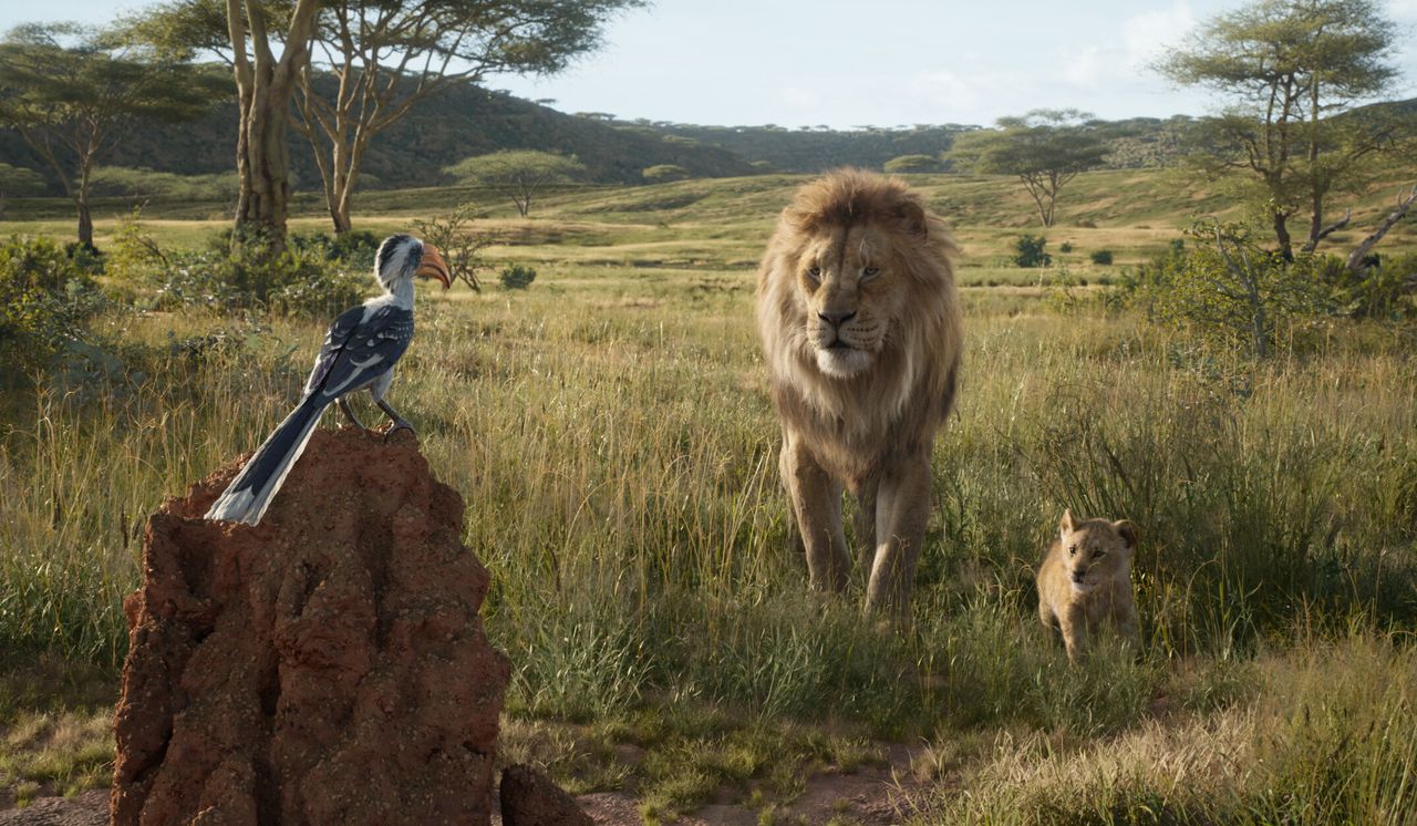 Zazu, Mufasa and Simba in The Lion King