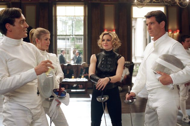 Rosamund Pike in Die Another Day, with Madonna and Pierce Brosnan