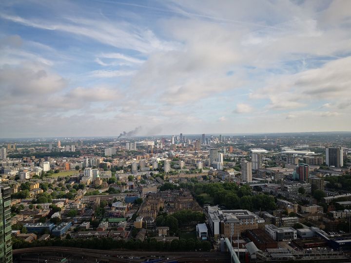 Smoke from the fire seen across the capital on Monday.