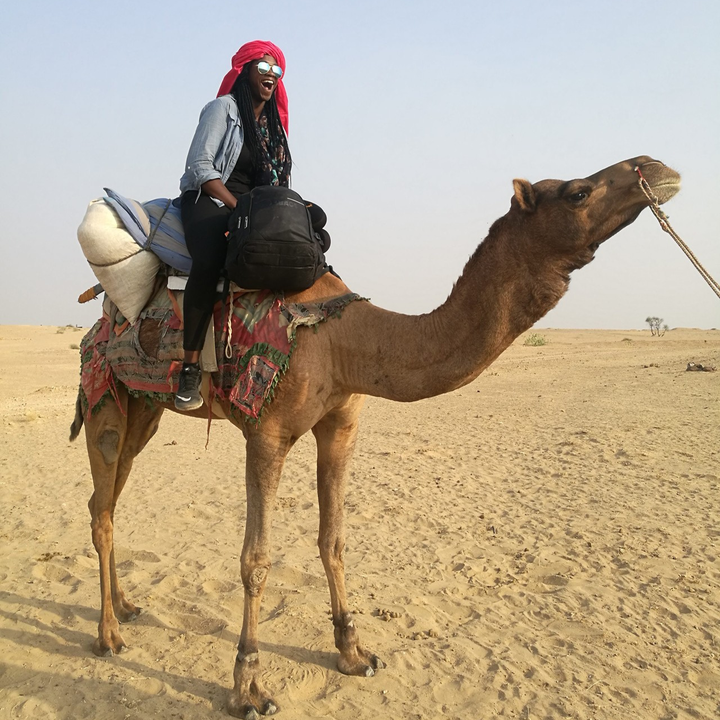 On my first camel ride into the Thar Desert in India.